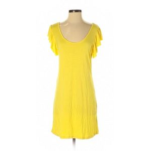The Vanity Room Yellow Sunburst Knit Tank Dress With Mini Ruffle Sleeves Small